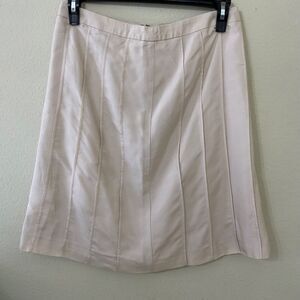 Joe 100% silk pleated skirt size 6 cream lined back zip